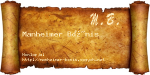 Manheimer Bónis névjegykártya